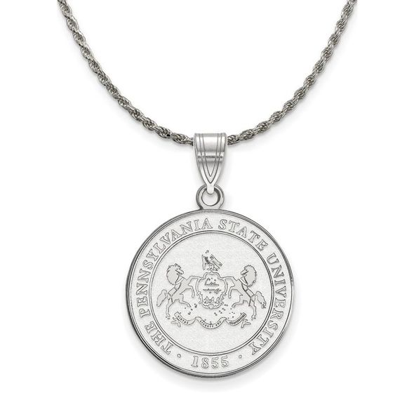 Sterling Silver Penn State Large Crest Pendant Necklace -...